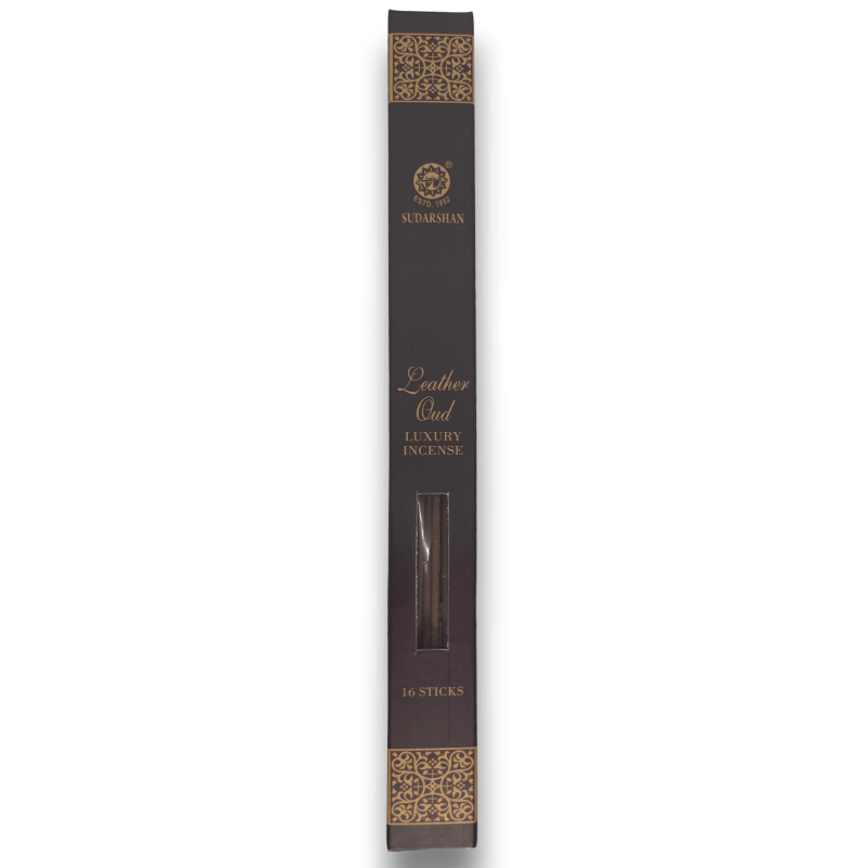 Encens Leather Oud Sudarshan Luxury Incense - 16 barretes-INCENSOS SUDARSHAN-HOSTENATURA