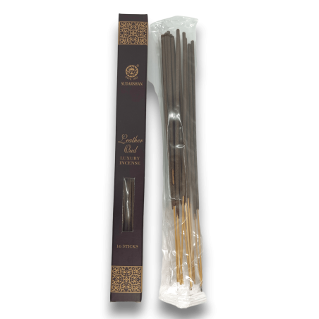 Incienso Leather Oud Sudarshan Luxury Incense - 16 barritas