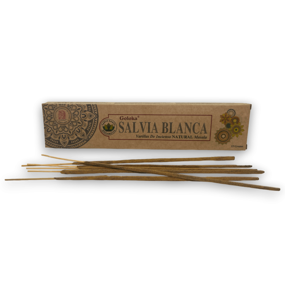Encens Salvia Blanca Orgànic GOLOKA White Sage - Natural Masala Incense - 1 paquet de 15gr