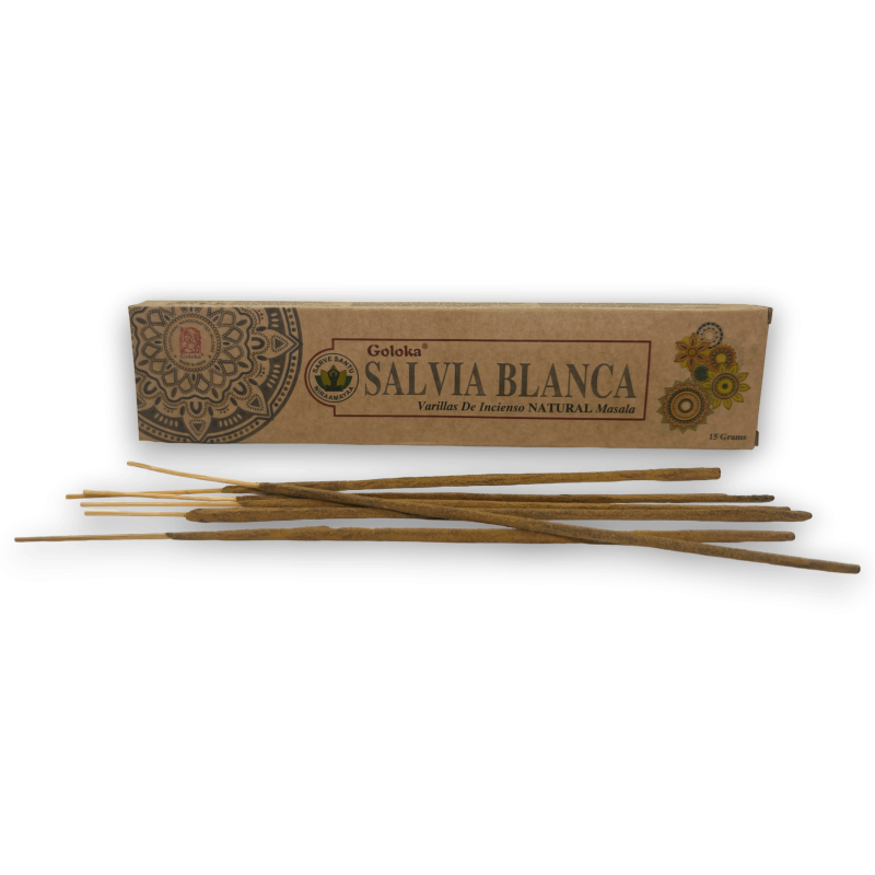 Organic White Sage Incense GOLOKA White Sage - Natural Masala Incense - 1 pack of 15gr-GOLOKA INCENSES-HOSTENATURA