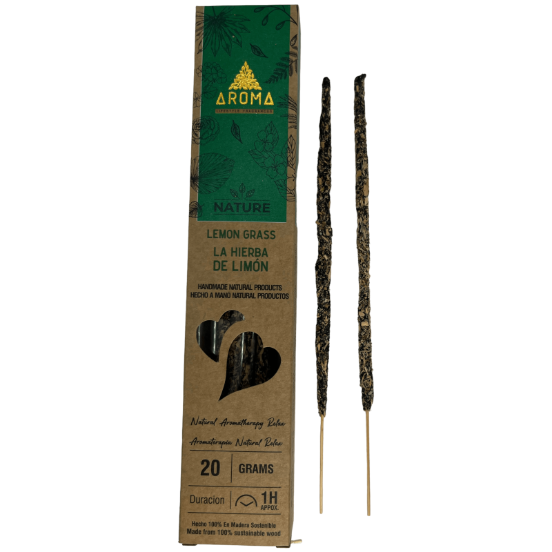 Organic Lemongrass Incense AROMA Nature Lemon Grass - 20gr box.-Organic Incense Nature Aroma Fragrances-HOSTENATURA