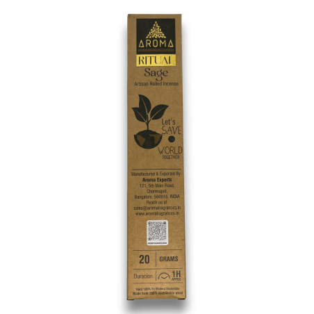 Incienso Ritual Salvia AROMA Ritual Sage - Cajita de 20 gramos con mensaje inspirador