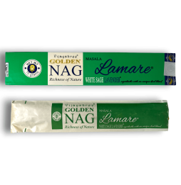 Incenso Lamare White Sage & Lavender GOLDEN NAG Fragrância Lamare White Sage & Lavander Vijayshree - 1 Caixa de 15gr.