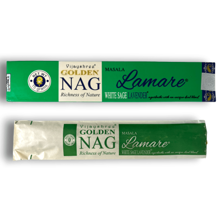 Incienso Lamare Salvia Blanca y Lavanda GOLDEN NAG Lamare White Sage & Lavander Vijayshree Fragance - 1 Cajetilla de 15gr.