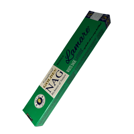 Incienso Lamare Salvia Blanca y Lavanda GOLDEN NAG Lamare White Sage & Lavander Vijayshree Fragance - 1 Cajetilla de 15gr.