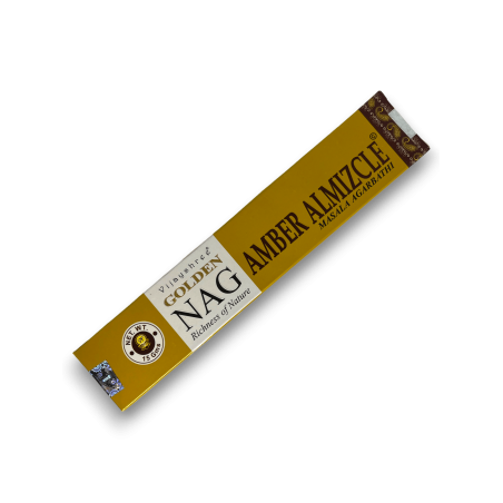 Incienso Ámbar Almizcle GOLDEN NAG Amber Musk Vijayshree Fragance - 1 Cajetilla de 15gr.
