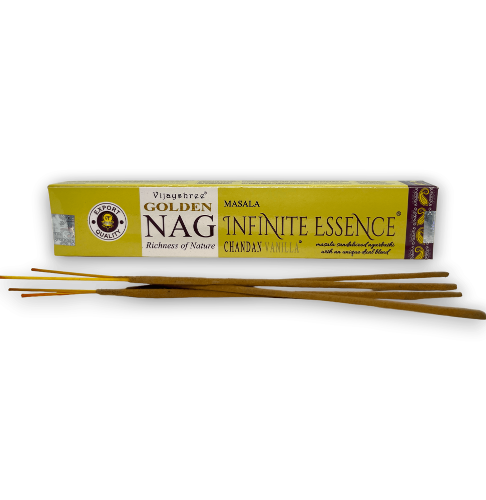 Incenso Chandan e Baunilha Infinite Essence Fragrância GOLDEN NAG Infinite Essence Vijayshree - 1 Caixa de 15gr.