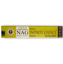 Chandan eta Vanilla Infinite Essence intsentsu GOLDEN NAG Infinite Essence Vijayshree lurrina - 15 gr-ko kaxa 1.