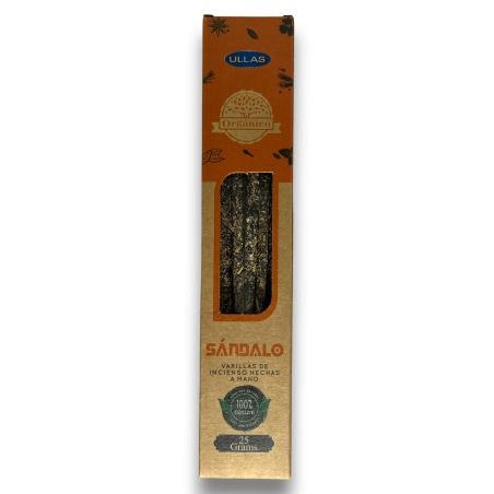 Kadzidło z drzewa sandałowego Ullas - Drzewo sandałowe - Ręcznie robione - 25gr - Wyprodukowano w Indiach - 100% naturalne - Kad