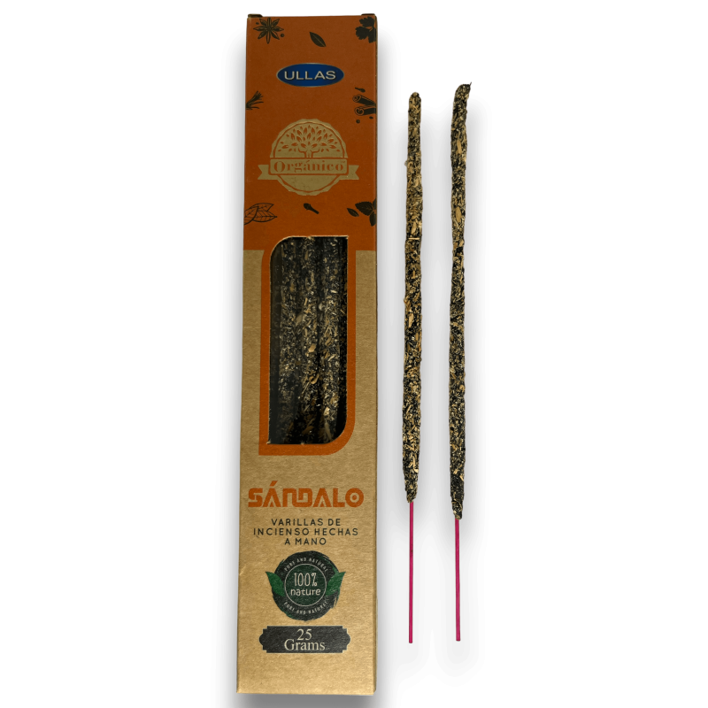 Sandalwood Ullas Incense - Sandalwood - Handmade - 25gr - Made in India - 100% Natural - ULLAS Organic Incense-ORGANIC INCENSE ULLAS-HOSTENATURA