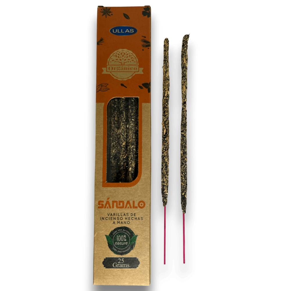 Ullas Sandalwood Incense - Sandalwood - Handmade - 25gr - Made in India - 100% Natural - ULLAS Organic Incense