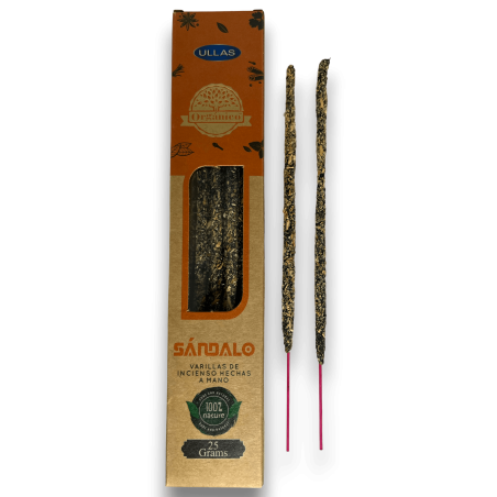 Kadzidło z drzewa sandałowego Ullas - Drzewo sandałowe - Ręcznie robione - 25gr - Wyprodukowano w Indiach - 100% naturalne - Kad