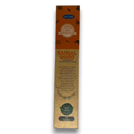 Kadzidło z drzewa sandałowego Ullas - Drzewo sandałowe - Ręcznie robione - 25gr - Wyprodukowano w Indiach - 100% naturalne - Kad