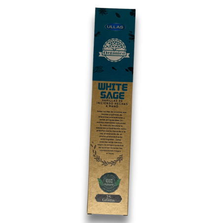 Encens Ulles de Salvia Blanca - White Sage - Fet a mà - 25gr - Fet a Índia - 100% Natural - Encens ULLAS Orgànic