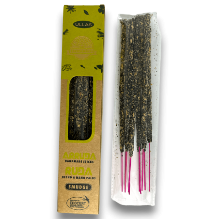 Incenso Ullas Rue - Arruda - ULLAS - Feito à mão - 25gr - Fabricado na Índia - 100% Natural - Incenso Orgânico ULLAS