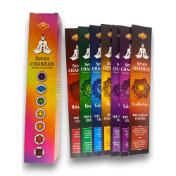 SAC 7 Chakra Incense - SAC Seven Chakras 35 Incense Sticks Pack (7 packets of 5 sticks)