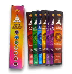 SAC Incense of the 7 Chakras - SAC Seven Chakras Pack med 35 rökelsepinnar (7 små förpackningar med 5 pinnar)