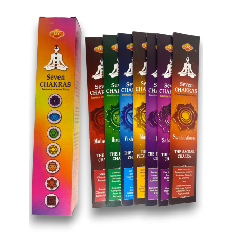 SAC Incienso de los 7 Chakras - SAC Seven Chakras Paquete de 35 varillas de incienso (7 paquetitos de 5 varillas)