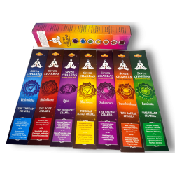 SAC 7 Chakra Incense - SAC Seven Chakras 35 Incense Sticks Pack (7 packets of 5 sticks)