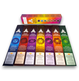 SAC Incense of the 7 Chakras - SAC Seven Chakras Pack med 35 rökelsepinnar (7 små förpackningar med 5 pinnar)