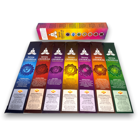 SAC Incense of the 7 Chakras - SAC Seven Chakras Pack med 35 rökelsepinnar (7 små förpackningar med 5 pinnar)