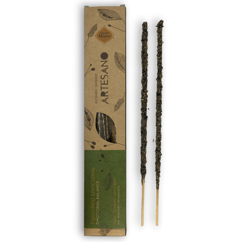 Artisan Incense Rue, Rozemarijn en Heilige Moeder Wierook - Emotioneel Balans - 5 biologische stokjes - Artisan Incense-SAGRADA MADRE AMBACHTELIJKE WIEROOK - PAK 5 EENHEDEN-HOSTENATURA