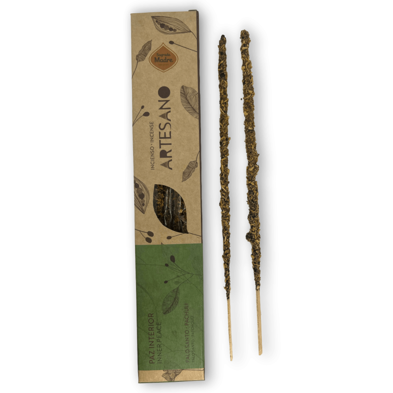 Heilige Mutter Palo Santo und Patchouli Weihrauch – Innerer Frieden – 5 Bio-Stäbchen – handwerklich hergestellter Weihrauch-SAGRADA MADRE HANDWERKLICHE RÄUCHERMITTEL – PACKUNG 5 EINHEITEN-HOSTENATURA