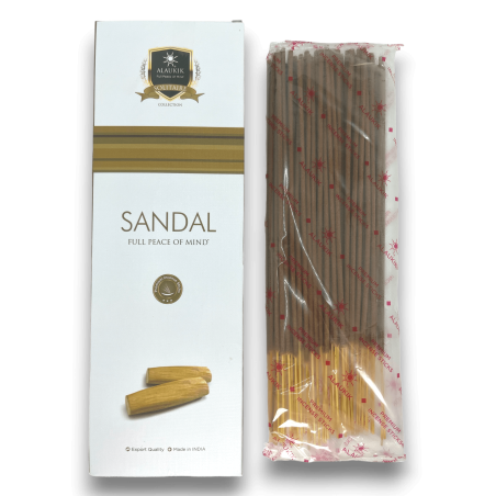 Incienso Alaukik Sándalo Sandal - Paquete Grande 90gr - 55-65 varillas - Hecho en India