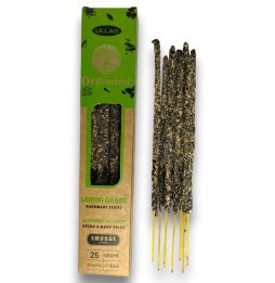 Rökelser Ullas av Citrongräs - Lemon Grass - Handgjord - 25 g - Tillverkad i Indien - 100% Naturlig - ULLAS Ekologisk Rökelse