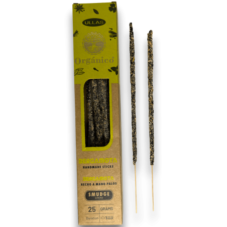 Incienso Ullas de Bergamota - Hecho a mano - 25gr - Hecho en India - 100% Natural - ULLAS Incienso Orgánico