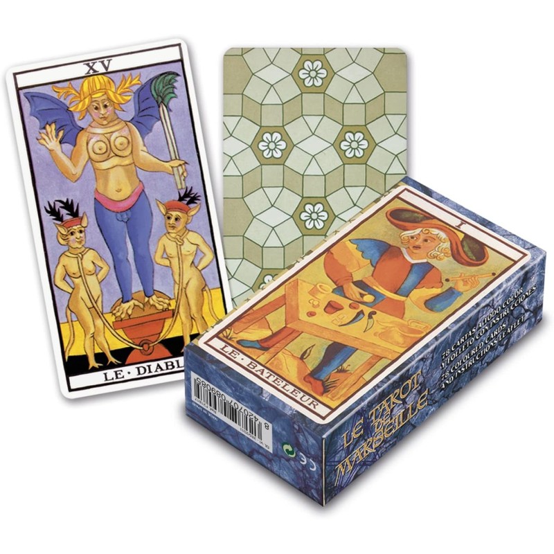 FOURNIER Das Tarot von Marseille (Le Tarot de Marseille) - 78 Karten in Farbe - 22 große Arkana und 56 kleine Arkana-TAROT-HOSTENATURA