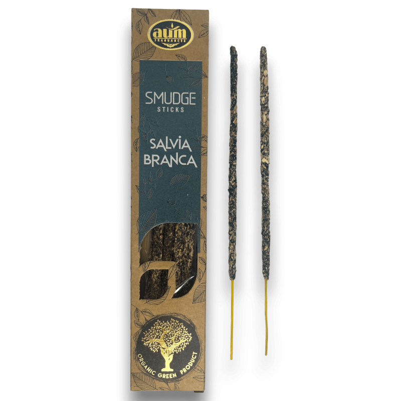 Incenso de Sálvia Branca Orgânica AUM Fragrâncias Smudge Sticks - 25gr.-Fragrâncias AUM de Incenso Orgânico-HOSTENATURA