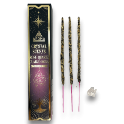 Encens Quartz Rose AROMA Smudge Kit Encens Cristal - Bâtonnets d’encens minéraux - 1 boite de 20gr.