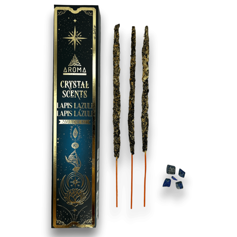 Incenso Lapis Lazuli AROMA Smudge Lapis Lazuli Kit Incenso - Varetas de incenso com minerais - 1 caixinha de 20gr.-INCENSOS AROMA-HOSTENATURA