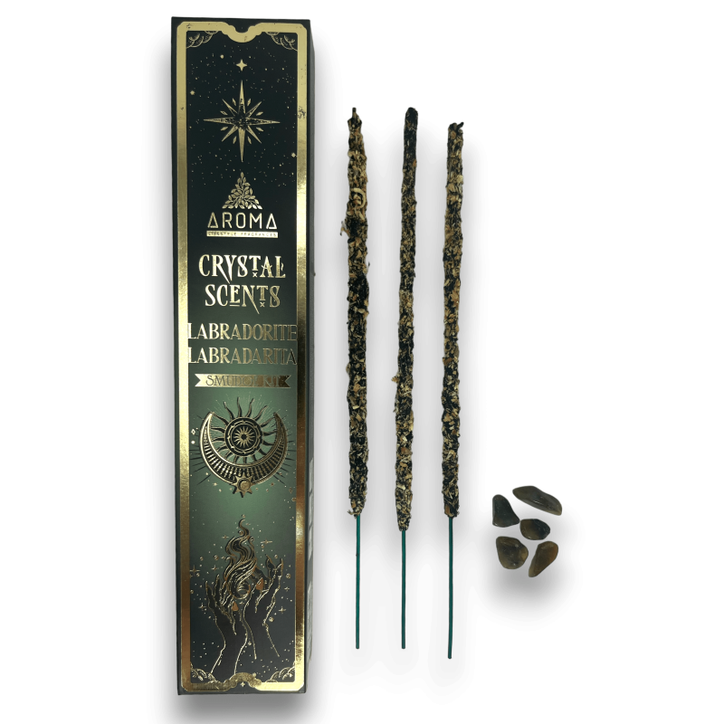 Labradorite Incense AROMA Smudge Labradorite Incense Kit - Incense sticks with minerals - 1 box of 20gr.-Crystal Incense by Aroma Fragrances-HOSTENATURA