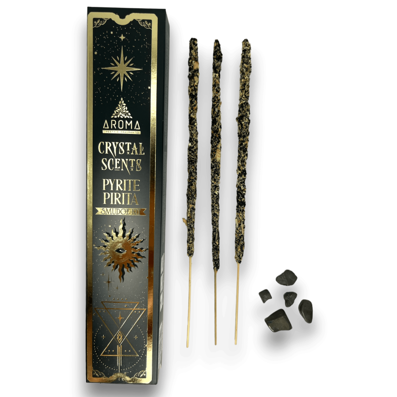 Encens Pirita AROMA Smudge Pyrite Kit Encens - Barretes d'encens amb minerals - 1 capseta de 20gr.-Encens Crystal d'Aroma Fragrances-HOSTENATURA