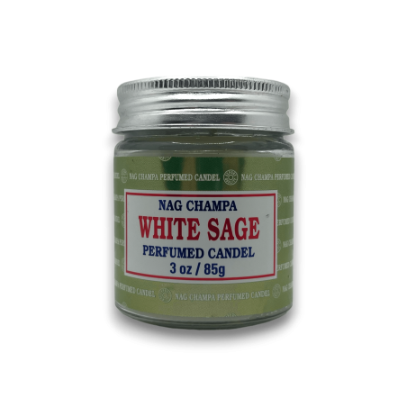 White Sage Jar Nag Champa Satya Candle - Cleansing and Purification - 85gr. - 24 hours duration