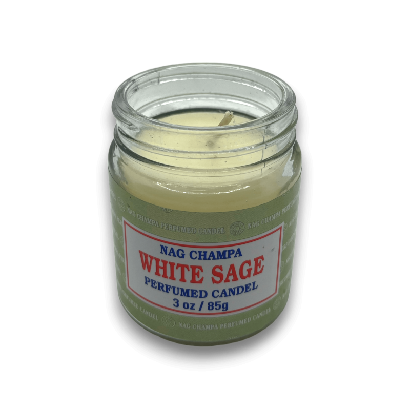 Nag Champa Satya White Sage Jar Kandela - Garbiketa eta Purifikazioa - 85gr. - 24 orduko iraupena-Nag Champa Satya kandelak-HOSTENATURA