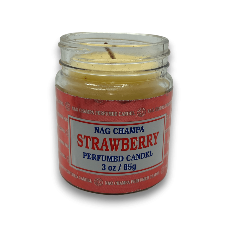 Bougie en pot à la fraise Nag Champa Satya Strawberry - 85g - Durée de 24 heures-Bougies Nag Champa Satya-HOSTENATURA