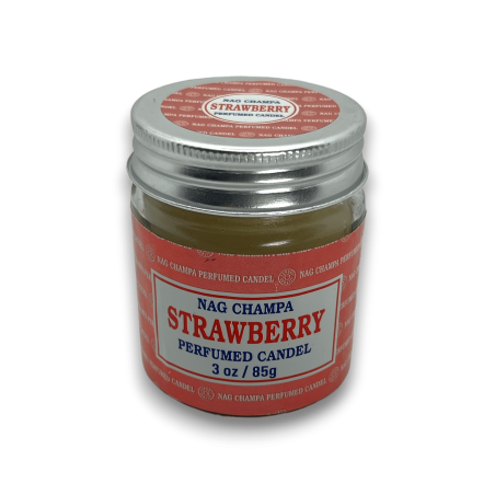 Nag Champa Satya Aardbeienpot Kaars - 85gr. - Duur van 24 uur