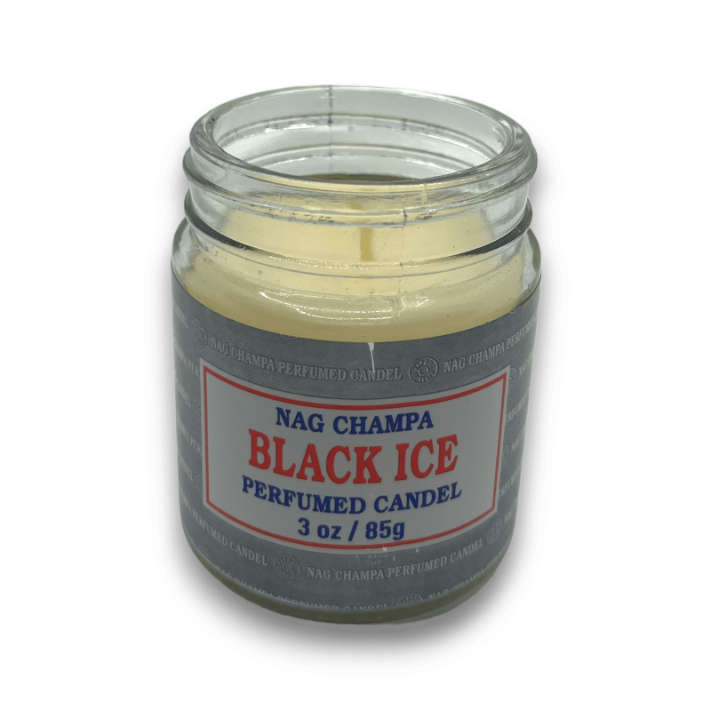 Black Ice Nag Champa Satya Glas Kerze - 85gr. - 24 Stunden Dauer-Nag Champa Satya Kerzen-HOSTENATURA