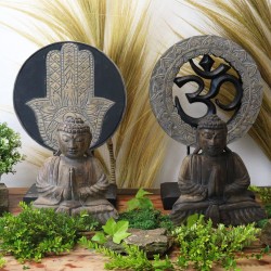 Feng Shui OM-set - Boeddha Feng Shui-set - Om - Grijs en Zwart