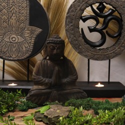 Feng Shui OM-set - Boeddha Feng Shui-set - Om - Grijs en Zwart