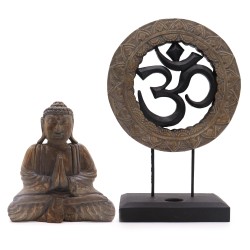 Feng Shui OM-set - Boeddha Feng Shui-set - Om - Grijs en Zwart