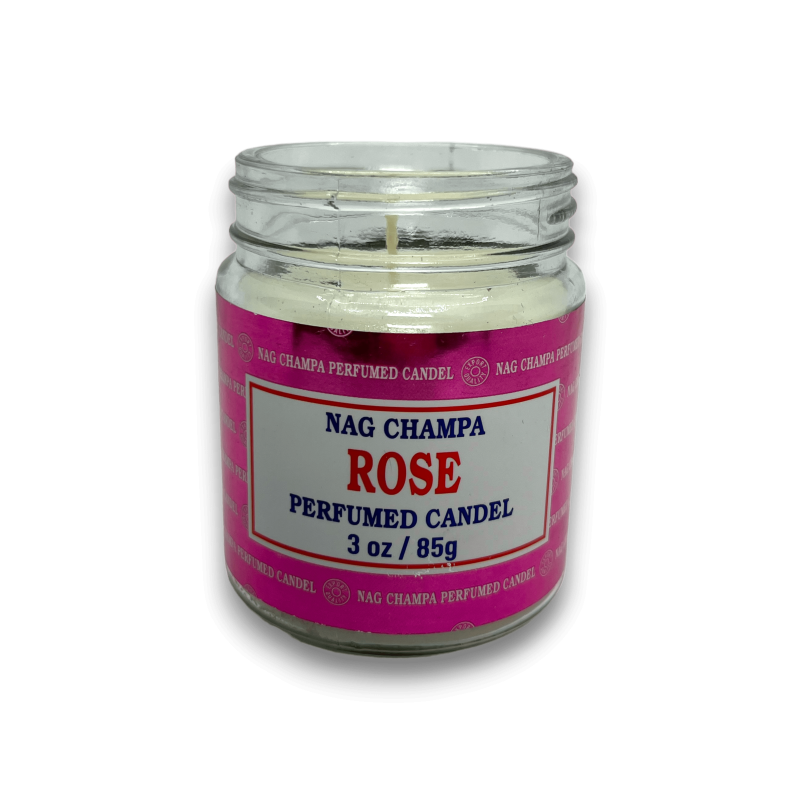 Bougie en pot rose Nag Champa Satya Rose - 85g - Durée de 24 heures-Bougies Nag Champa Satya-HOSTENATURA