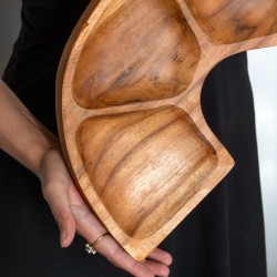 Houten Teak kommen in de vorm van een slang (ongeveer 55 cm)