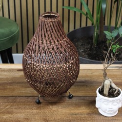 Dark Brown Rattan Table Lamp - 39x24cm