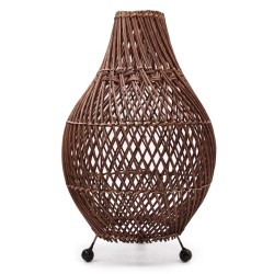 Candeeiro de mesa em rattan castanho escuro - 39x24cm