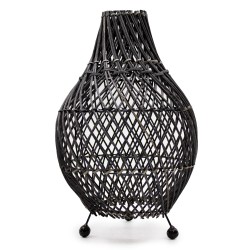 Lampada da tavolo in vimini nero - 39x24 cm