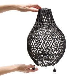 Black Wicker Table Lamp - 39x24cm